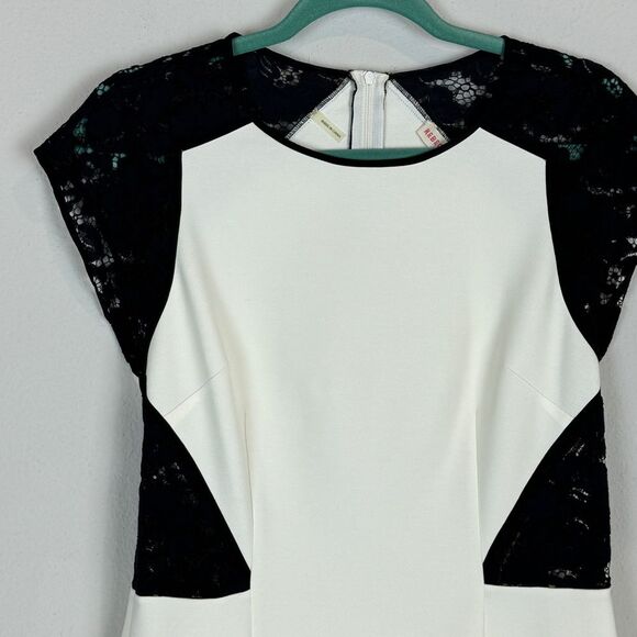 Rebecca Taylor Ivory Black Lace Peplum Top 10 - Picture 2 of 9